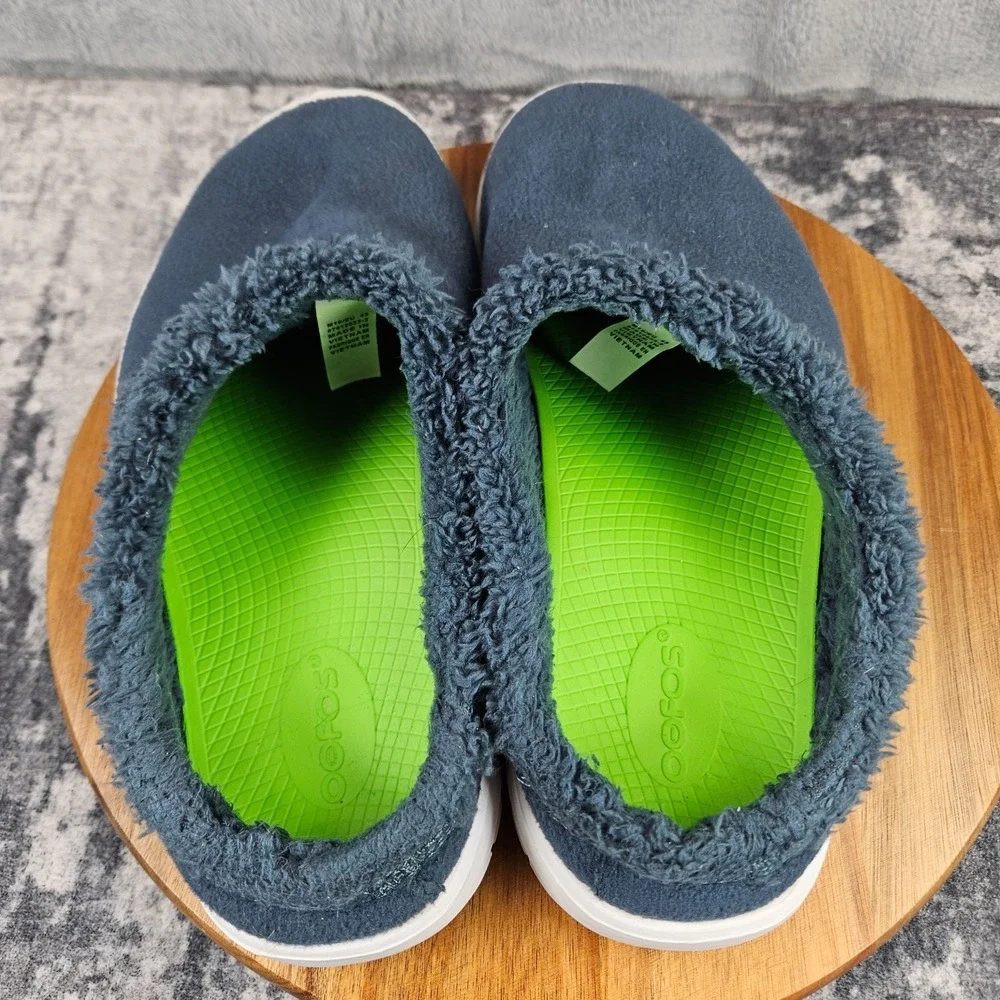 OOFOS OOcoozie Mule Mens Size 10 Blue White Casual Classic Sip On Recovery Shoes